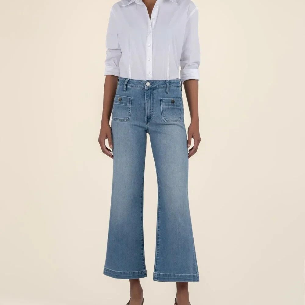 Kut from the Kloth Meg High Rise Wide Leg Crop Jeans NWT 6P Assertive Wash